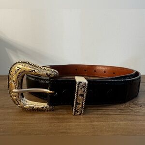 Charles Underwood 1 3/16” Alligator Belt with Taos Buckle Set